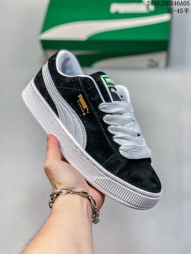 简介：彪马puma Suede Xl 皮面 低帮复古轻便透气防滑减震休闲鞋 厚底增高运动板鞋。 尺码: 36-45 货号：395205 0 08Jhd346A0