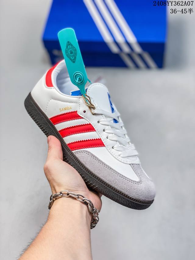 阿迪达斯三叶草adidas Originals Samba Vegan Og”Spd“桑巴舞系列绅士德训足球风百搭低帮休闲运动板鞋 货号:Fw2427 08Yy