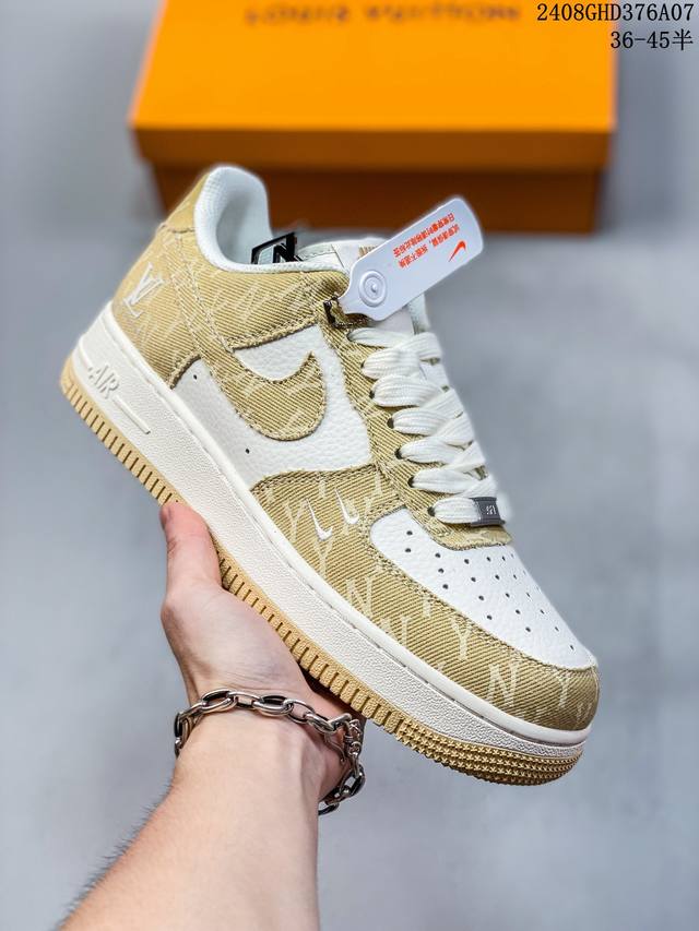 海外限量发售！公司级nike Air Force 1 '07 Low “Lv联名--卡其双勾”空军一号 低帮 运动鞋 休闲鞋 折边针车 工艺难度大 原楦头原纸板