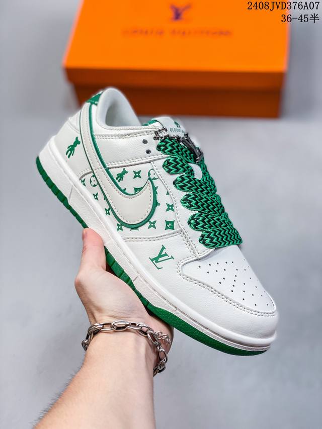 海外爆款限量发售！公司级 Nike Sb Dunk Low“Lv联名 米绿暴力熊” 夜光 周年高端定制 低帮休闲板鞋 定制鞋盒 大厂纯原品质出货 超高清洁度 皮