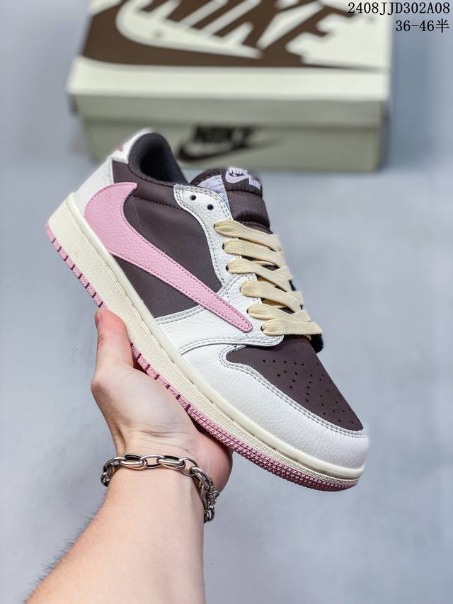 公司级带半码 travis Scott X Air Jordan 1 Low Golf 低帮 高尔夫棕白 Aj1 乔丹1代 Aj1 Sb乔1 低邦 高尔夫绿白黑