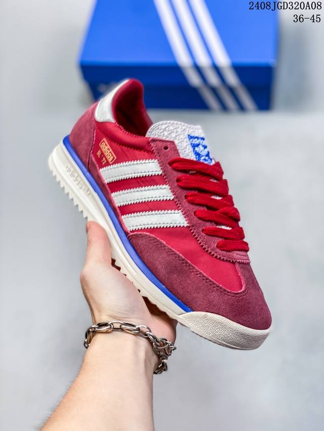 阿迪达斯adidas Wmns Sl72 Og Scarlet Cream White 系列德训足球风百搭低帮休闲运动板鞋男女鞋半码制#采用翻毛皮组合牛津布鞋面