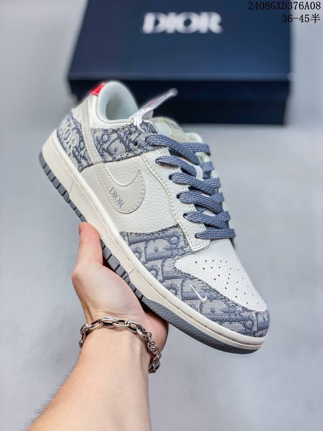 海外爆款限量发售！公司级 Nike Sb Dunk Low“迪奥联名 磨砂灰” 周年高端定制 低帮休闲板鞋 定制鞋盒 大厂纯原品质出货 超高清洁度 皮料切割干净