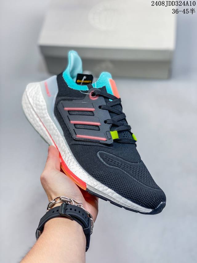 真标阿迪达斯adidas Ultraboost Ub21全掌爆米花休闲运动跑鞋 采用网材搭配反光皮革鞋面 配上stretchweb网格外底和boost中底 货号