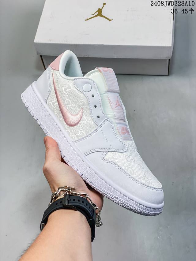 公司级nk Air Jordan 1 Low Slip Shadow 全新配色 刺绣勾 解构风 乔丹篮球鞋系列 这款影子灰特别版采用无鞋带设计，容易穿脱，更有独