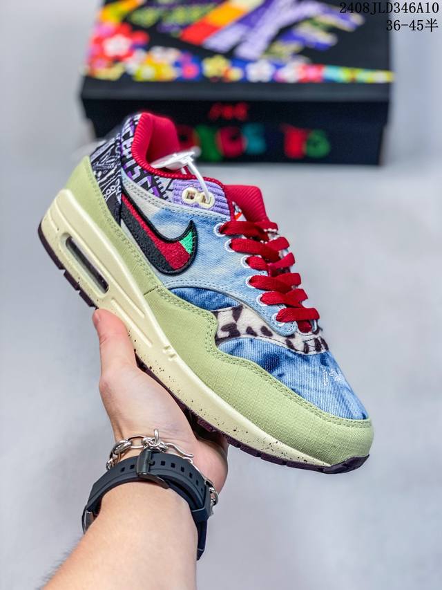 简介：Concepts X Air Max 1 Sp 虎纹迷彩 联名初代复古气垫百搭休闲运动慢跑鞋 nike Air Max 1 Sp运动鞋兼具运动风范和时尚格