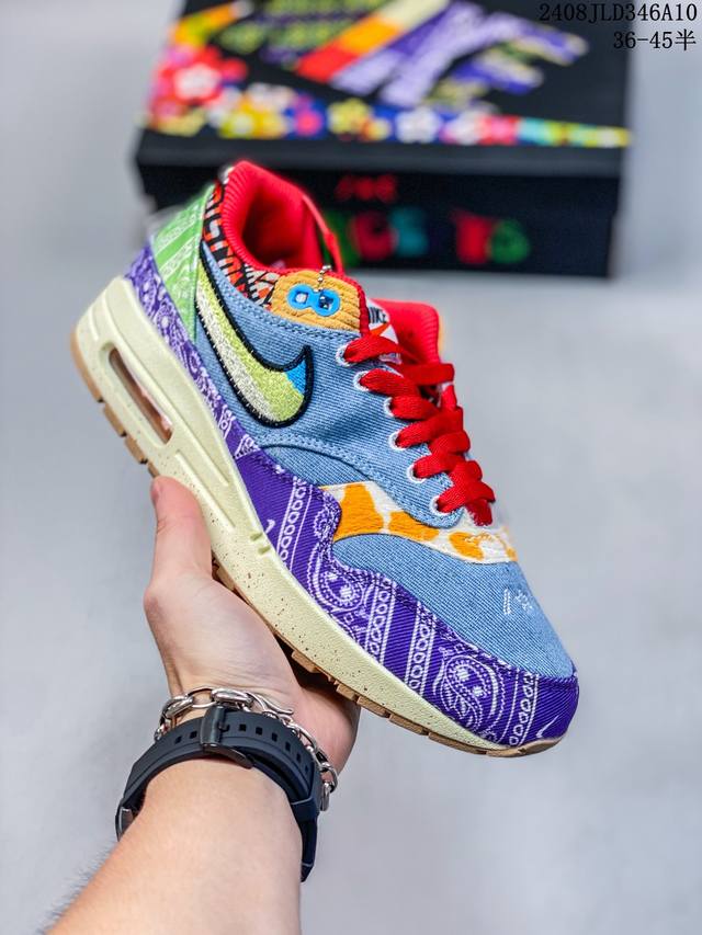 简介：Concepts X Air Max 1 Sp 虎纹迷彩 联名初代复古气垫百搭休闲运动慢跑鞋 nike Air Max 1 Sp运动鞋兼具运动风范和时尚格