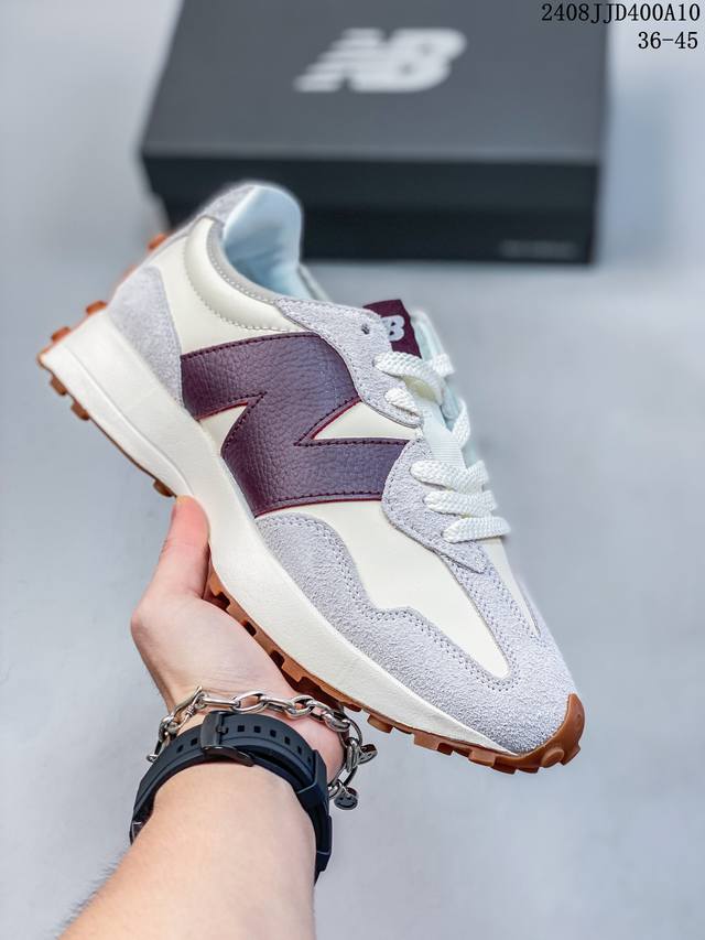 nb 新百伦 New Balance 327系列复古休闲运动慢跑鞋时尚男女运动鞋 以更纯粹的复古风格设计打造的全新造型 侧身还以解构设计，将 N 字标志以做旧压