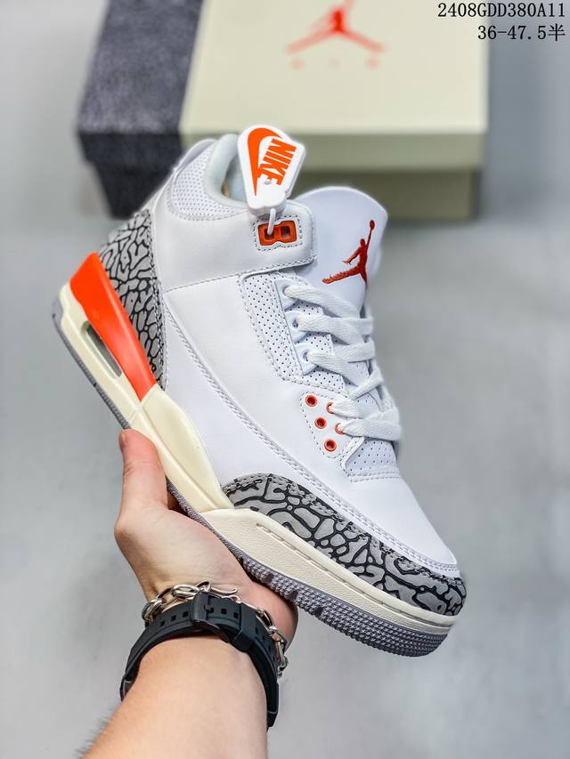 公司级带半码air Jordan 3 Wmns “Laser Orange” 黄水泥配色 中端性价比之王原装进口皮料 正确石头纹 纳帕纹结合 原厂私磨 正品鞋型