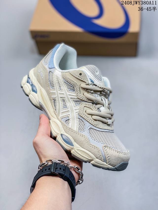 asics 亚瑟士 Tiger Gel-Nyc户外越野休闲运动跑步鞋。#透气网眼鞋面配合部分合成革材质#采用全新ahar+橡胶材质,更加耐磨. 货号： 1A78