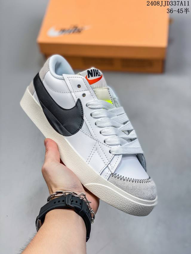 nk Blazer Low‘77 Jumbo 经典百搭低帮开拓者休闲运动板鞋 真硫化铝楦制作 原厂布料拼接 独家裁片完美鞋型 台湾进口软感荔枝头层皮 原盒真标