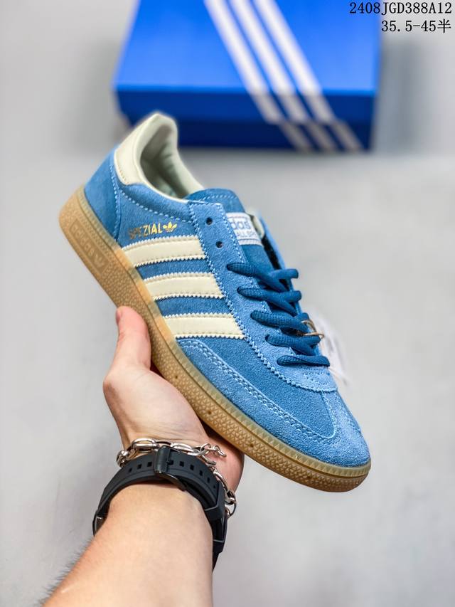 adidas Originals Handball Spzl 舒适百搭 防滑耐磨 低帮 板鞋男女同款白蓝色 08Jgd388A12