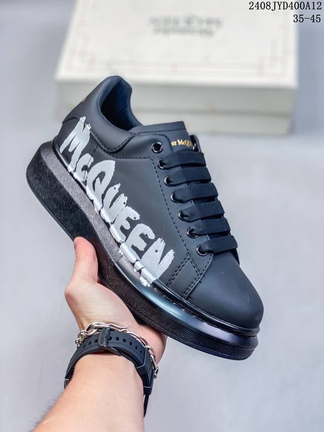 公司级意大利高奢品牌alexander Mcqueen亚历山大 麦昆 Sole Leather Sneakers低帮时装厚底休闲运动小白鞋 货号:553770