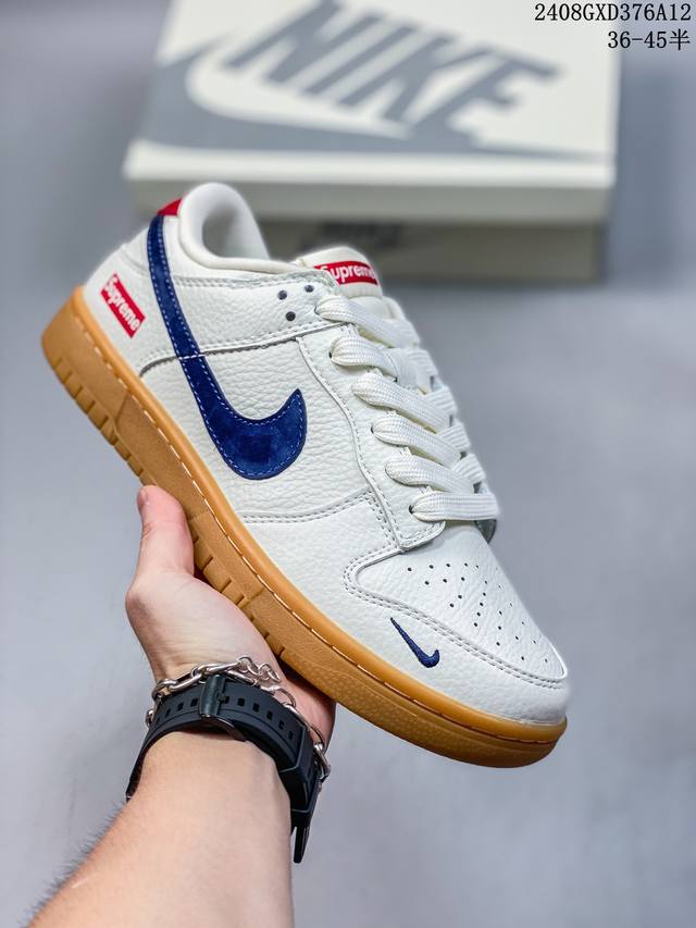 海外爆款限量发售！公司级 Nike Sb Dunk Low“古驰联名 米蓝拼接” 周年高端定制 低帮休闲板鞋 定制鞋盒 大厂纯原品质出货 超高清洁度 皮料切割干