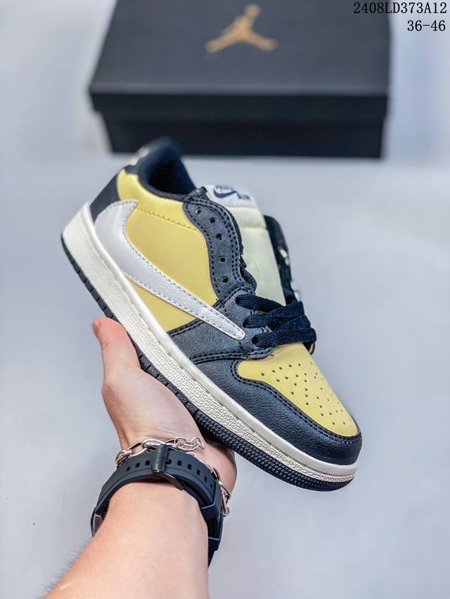 aj1倒勾travis Scott X Air Jordan 1 ” Reverse Mocha “ Aj1乔1 Ts 闪电 联名倒钩 低帮文化篮球鞋 完美品质