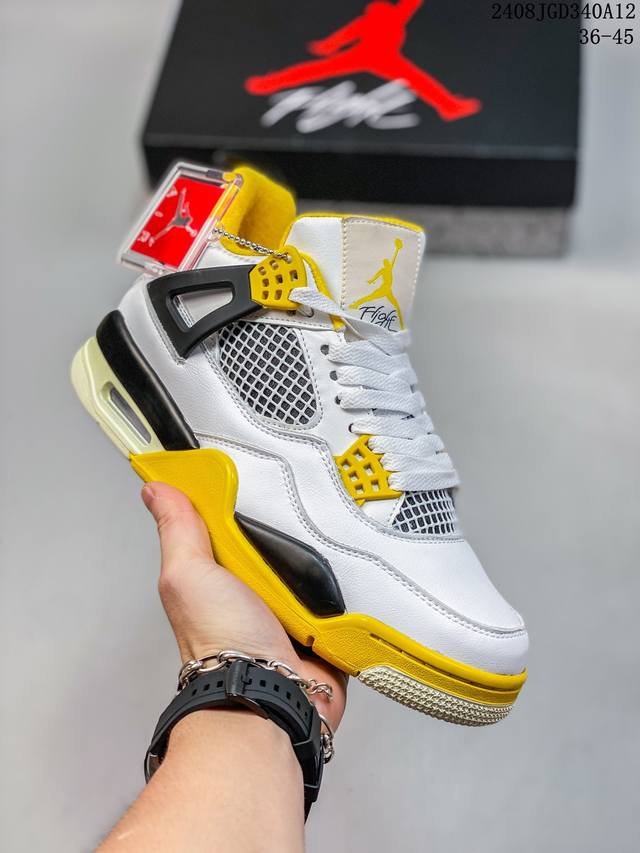 真二层 耐克 Nike Air Jordan 4 Retro Og迈克尔 乔丹aj4代乔4 中帮复古休闲运动文化篮球鞋 秉承轻量化的速度型篮球鞋设计思想完成设计