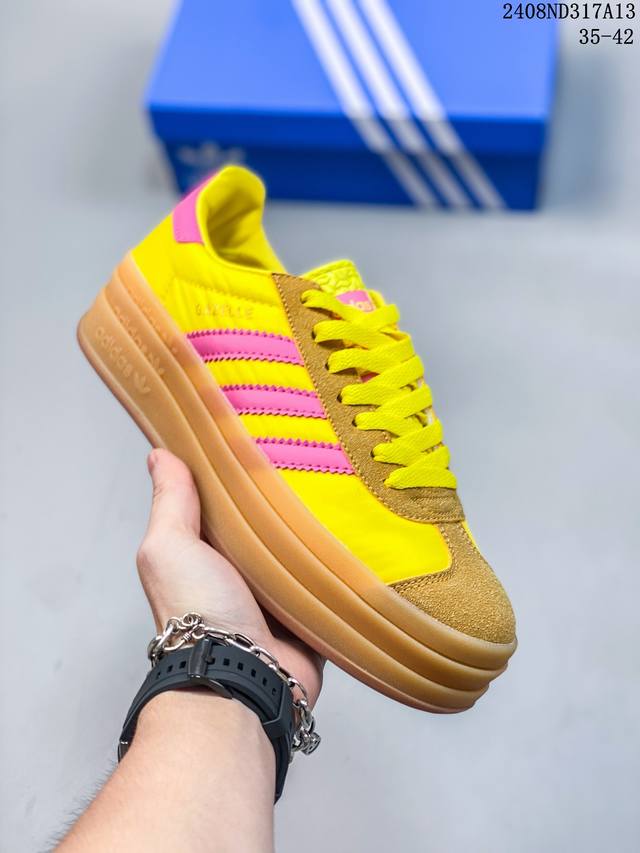 adidas Originals Gazelle Bold舒适休闲 防滑轻便 透气 低帮板鞋女款 黄色 08Nd317A14