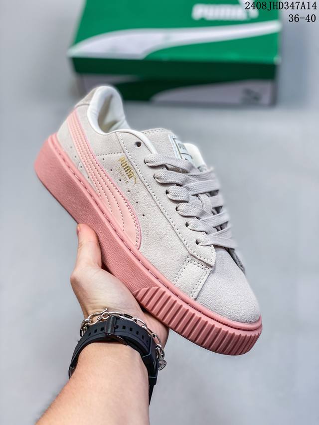 彪马puma Suede Platform Gold 蕾哈娜 厚底 松糕休闲百搭鞋增高板鞋！时尚女鞋！ 货号: 365828 size: 36-40 36-45