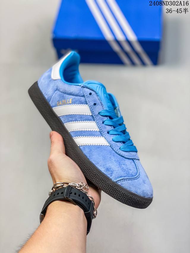 阿迪达斯adidas Originals Gazelle Indoor 三叶草复古防滑耐磨低帮板鞋 Hq8717 鞋款采用柔软的绒面革和耐用的皮革衬里融合在橡胶