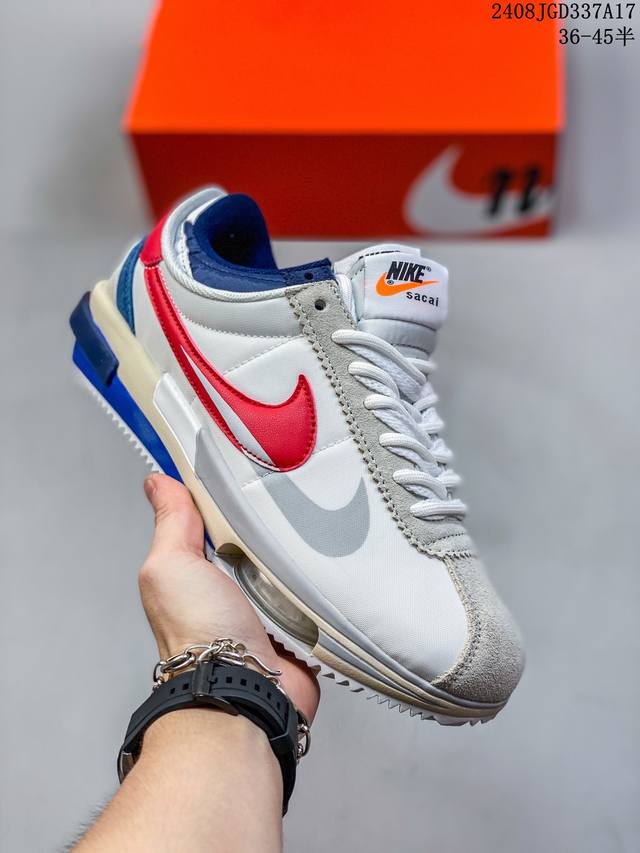 经典阿甘跑鞋诞生 50 周年纪念款，日式解构美学联名sacai X Air Zoom Cortez Sp 4.0”Grey White“B.4.0系列改良阿甘低