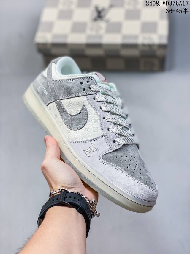 海外爆款限量发售！公司级 Nike Sb Dunk Low“Lv联名 米灰水晶底” 夜光 周年高端定制 低帮休闲板鞋 定制鞋盒 大厂纯原品质出货 超高清洁度 皮