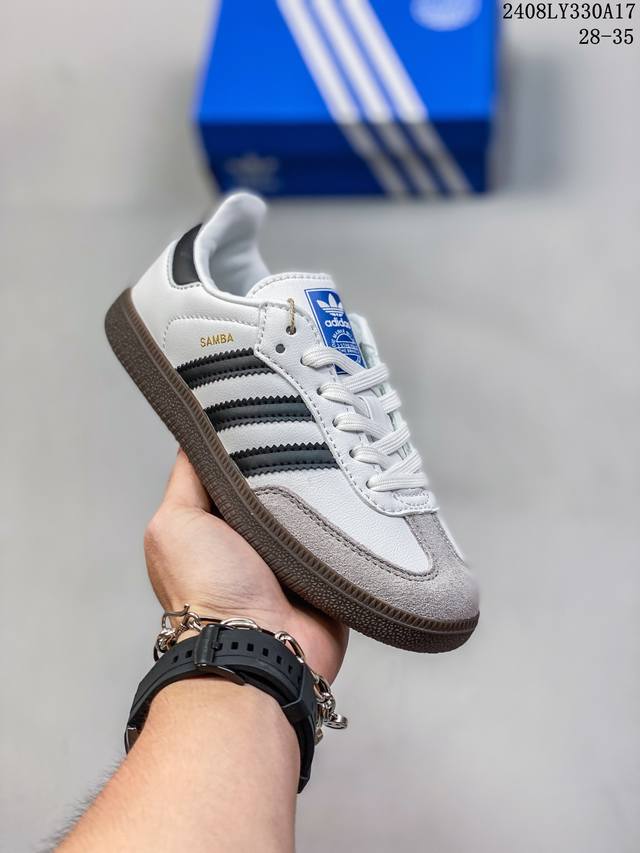 超萌童鞋阿迪达斯三叶草adidas Originals Samba Og 桑巴舞系列绅士德训足球风百搭低帮休闲运动板鞋 货号:If4397 尺码:28-35 编