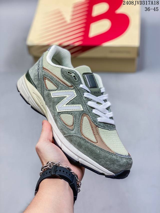 new Balance Nb 990V4复古运动网布皮革防滑耐磨低帮休闲跑步鞋男女同款 绿白尺码：36-45 08Jvd317A18