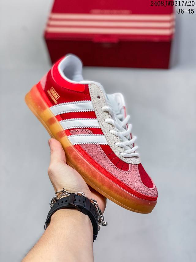 adidas Originals Gazelle Indoor舒适百搭防滑耐磨 低帮 板鞋男女同款红白 08Jwd317A20