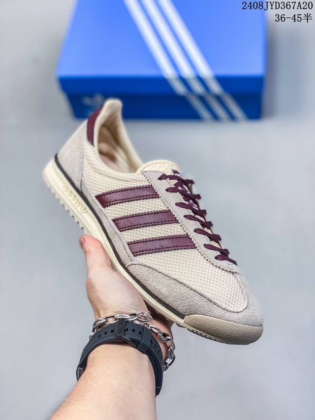 阿迪达斯adidas Wmns Sl72 Og Scarlet Cream White 系列德训足球风百搭低帮休闲运动板鞋男女鞋半码制#采用翻毛皮组合牛津布鞋面