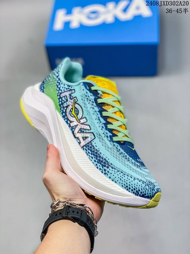 公司级hoka W Mach X 全新配色 这个品牌来自于新西兰的毛利语，Hoka表示大地，One One表示飞越，连起来就是飞越地平线，One One不是读作