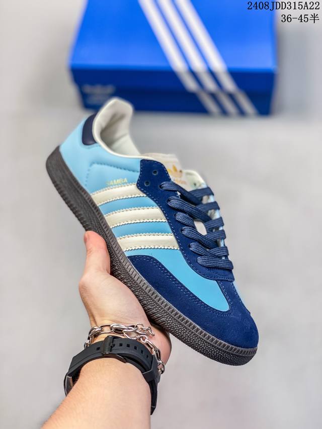 三叶草adidas Originals Samba Og桑巴舞系列绅士德训足球风百搭低帮休闲运动板鞋“皮革米白雾灰焦糖底” 尺码：36-45半 08Jdd315