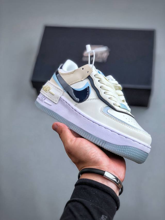 nike Air Force 1 Shadow 轻量增高低帮百搭板鞋 拼接马卡龙 全新少女系解构主义设计双层轻量eva发泡中底+防滑rb橡胶外圈底鞋底 原楦头原