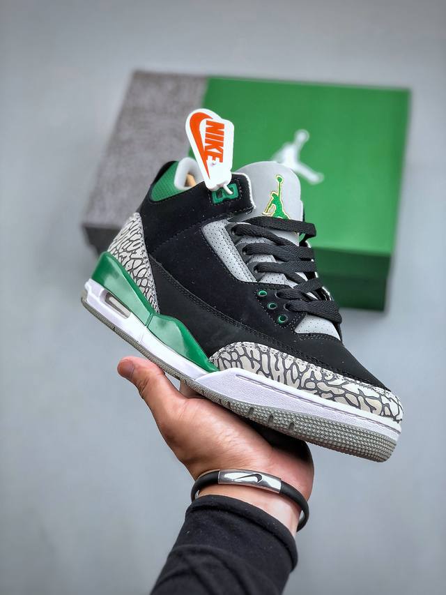 nike Air Jordan 3 Retro Pine Green 迈克尔 乔丹aj3代中帮复古休闲运动文化篮球鞋“松绿黑爆裂纹” 这款 Aj3 “Pine