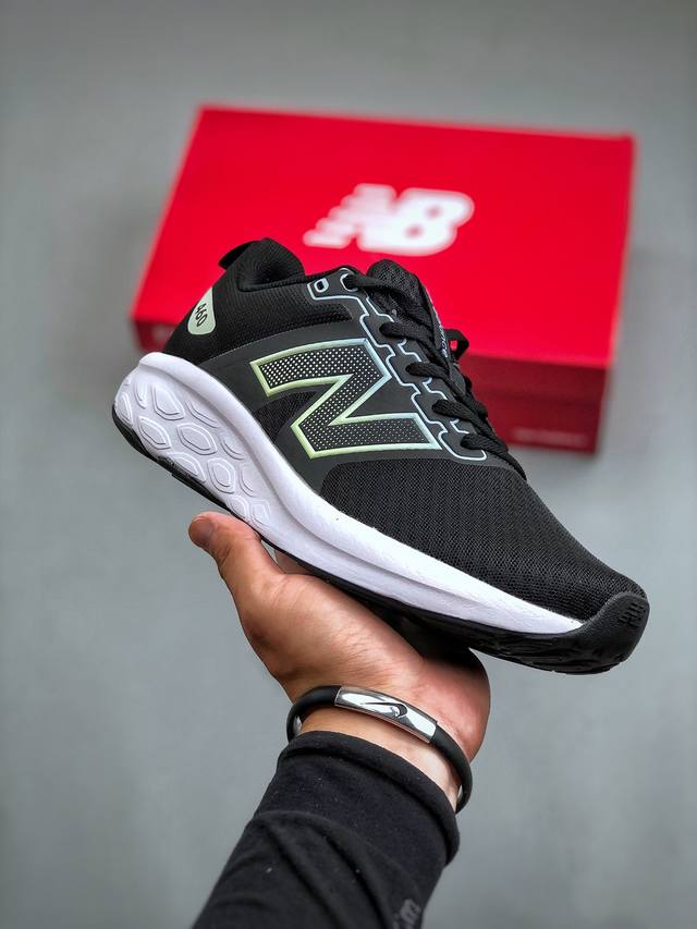 nb新百伦new Balance Fresh Foam 460 V4系列低帮轻量化厚底健身休闲运动慢跑鞋“网织黑白镭射绿” #男鞋半码制#采用一体式工程网眼鞋面