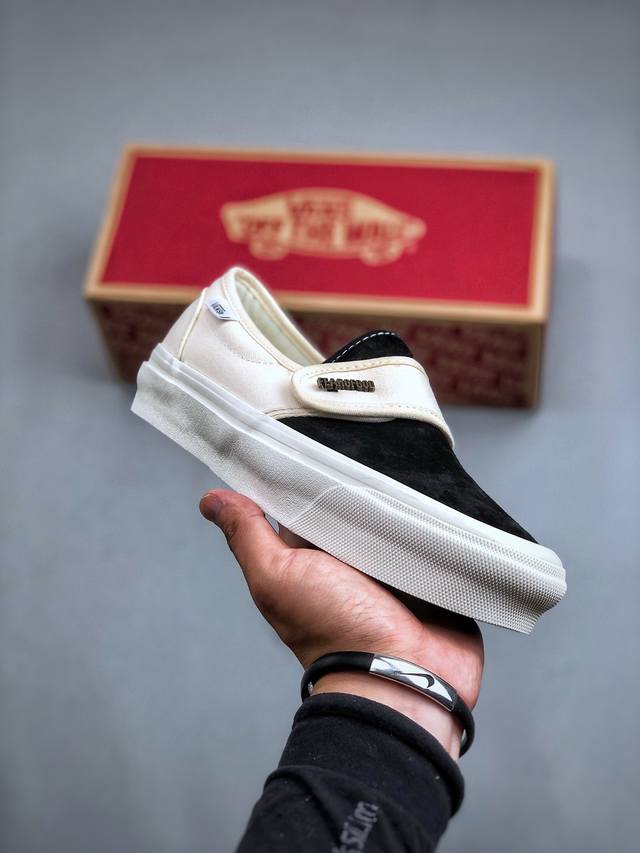 fear Of Fog X Vans Slip-On 47 V Dx Fog高街黑白懒人魔术贴一脚蹬帆布鞋 货号：Vn0A3J9Fpzr T1S1 尺码：35-