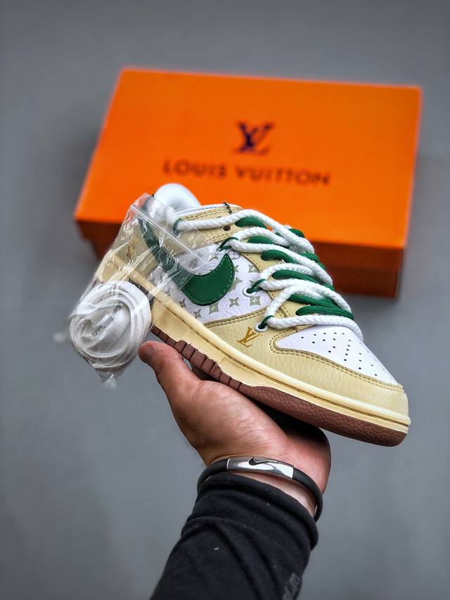 nike Sb Dunk Low X Louis Vuitton 绑带高端定制 白黄暴力熊纯原大厂出品 极力推荐原装头层材料 独家版型蒸餾加工帶來的是更好的视觉