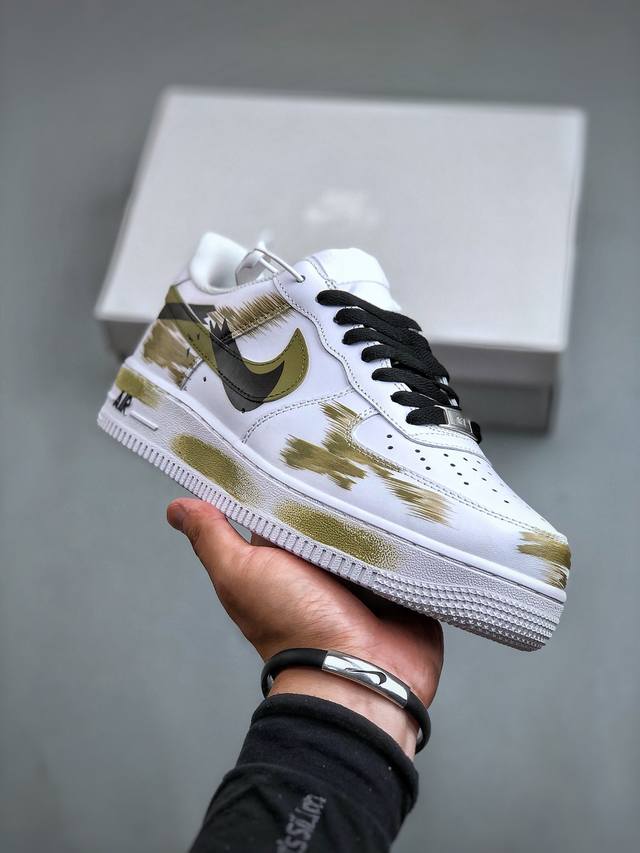 nike Air Force 1 Low 07 断裂双钩涂鸦 黑绿原楦头原纸板 打造纯正低帮空军版型专注外贸渠道 全掌内置蜂窝气垫 原盒配件 原厂中底钢印、拉帮