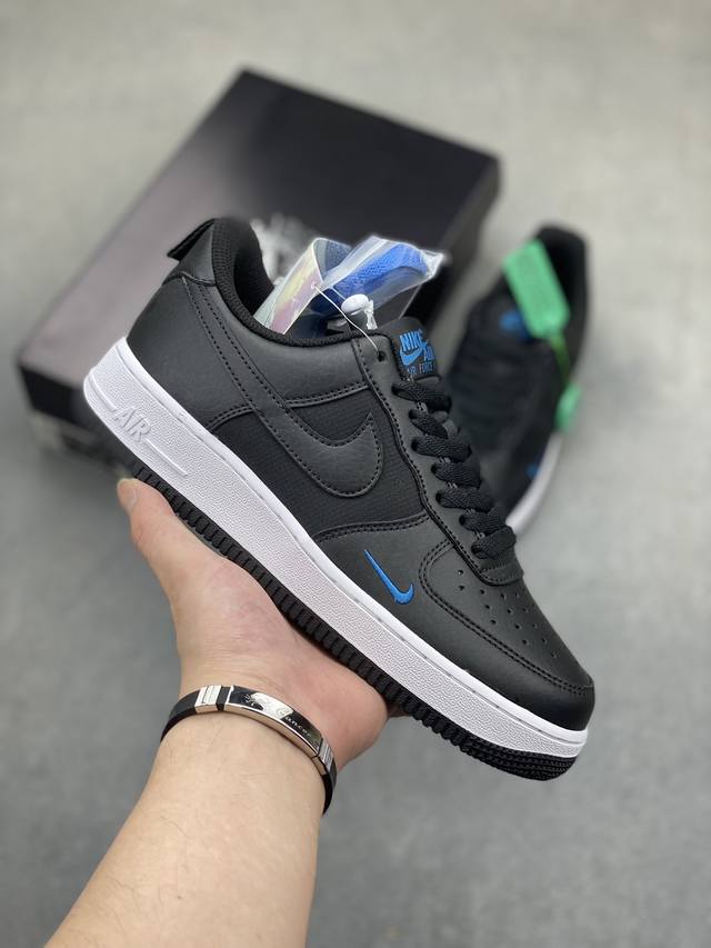 hy版本 Nike Air Force 1 Low 黑蓝小勾 空军一号低帮运动休闲板鞋 原楦头原纸板 打造纯正空军版型 专注外贸渠道 全掌内置蜂窝气垫 原盒配件