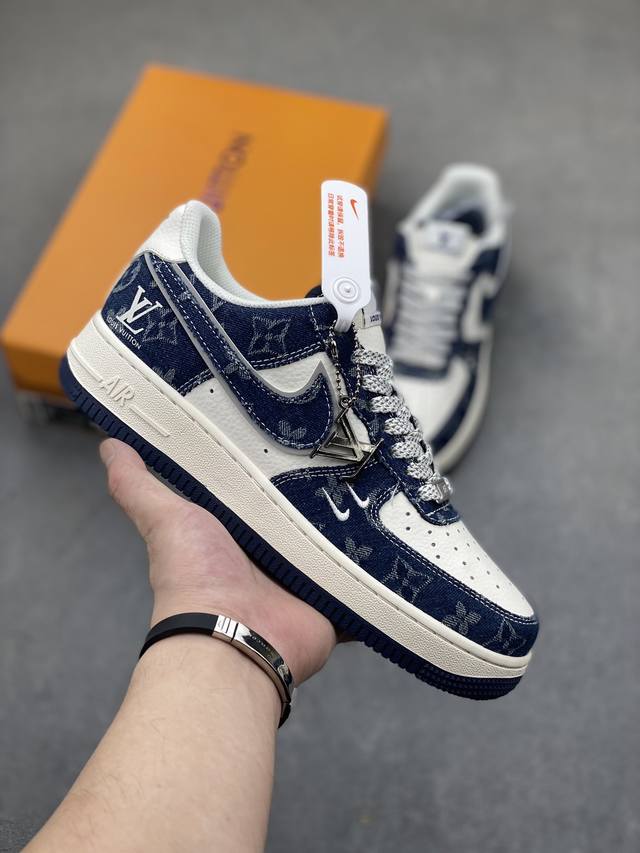 海外限量发售！公司级nike Air Force 1 '07 Low “Lv联名--深海蓝”空军一号 低帮 运动鞋 休闲鞋 折边针车 工艺难度大 原楦头原纸板