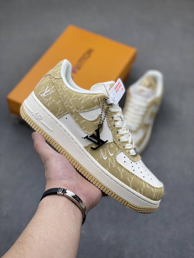 海外限量发售！公司级nike Air Force 1 '07 Low “Lv联名--卡其双勾”空军一号 低帮 运动鞋 休闲鞋 折边针车 工艺难度大 原楦头原纸板