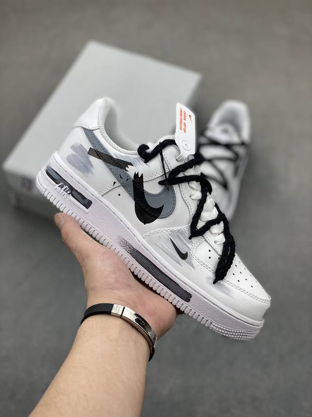 定制球鞋 Air Force 1 Low 断裂时空 三钩阴影 绑带水泥灰 经典休闲运动板鞋 #原楦头原纸板 打造纯正空军版型#专注外贸渠道 全掌内置蜂窝气垫 #