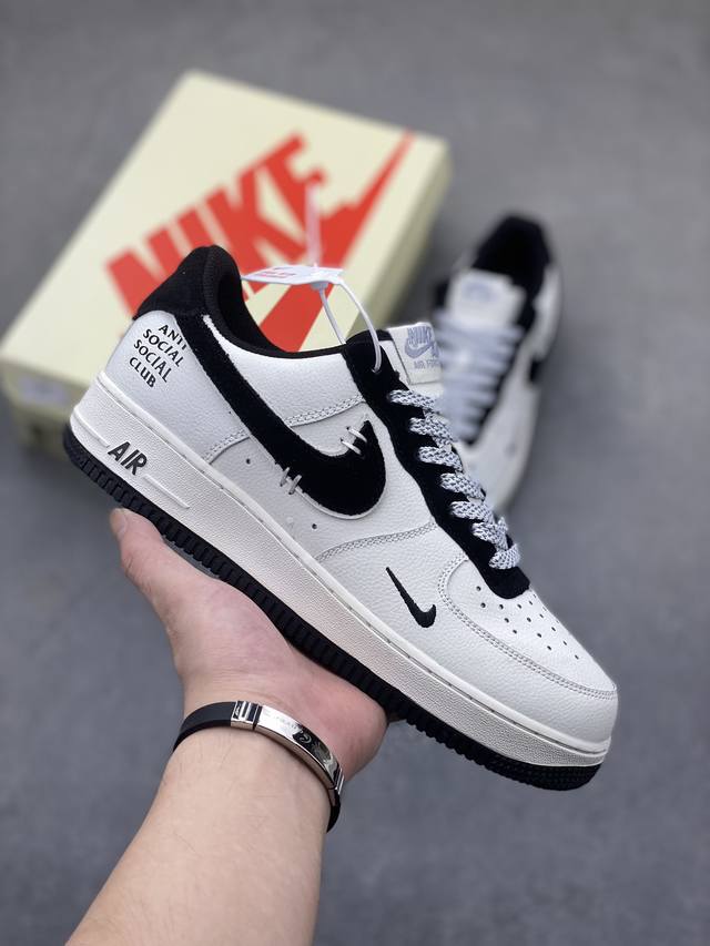 air Force 1 '07 Low 联名定制米白黑 原楦头原纸板 打造纯正空军版型 #专注外贸渠道 全掌内置蜂窝气垫 #原盒配件 原厂中底钢印、拉帮完美 货