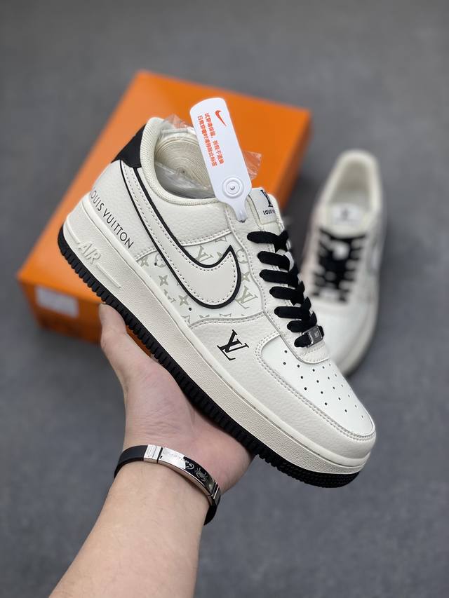 工厂套现开学季福利 特价 原本地260版本 海外限量发售！公司级nike Air Force 1 '07 Low “Lv联名--米黑印花”空军一号 低帮 运动鞋