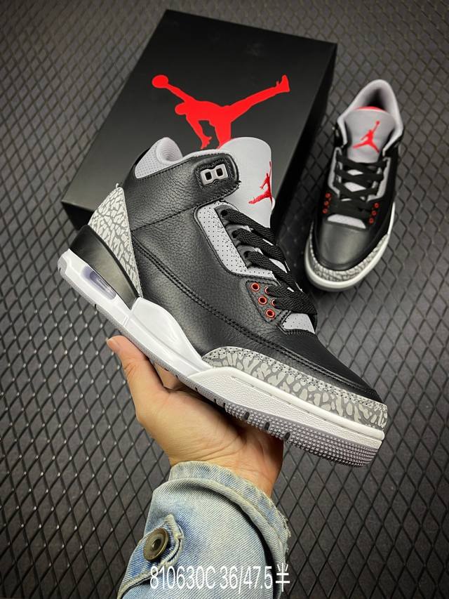 c 公司级nike Air Jordan 3 Retro皮革 潮流 防滑耐磨包裏性 中帮 复古篮球鞋 升级原楦原档案数据开发纸版楦型 采用同源纳帕头层皮革鞋面材