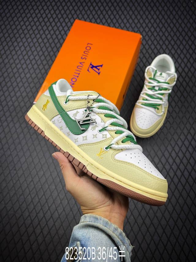 b nk Sb Dunk Low Lv联名-米绿暴力熊 夜光 周年高端定制 低帮休闲板鞋 货号 Sj2068-241 size 36 36.5 37.5 38