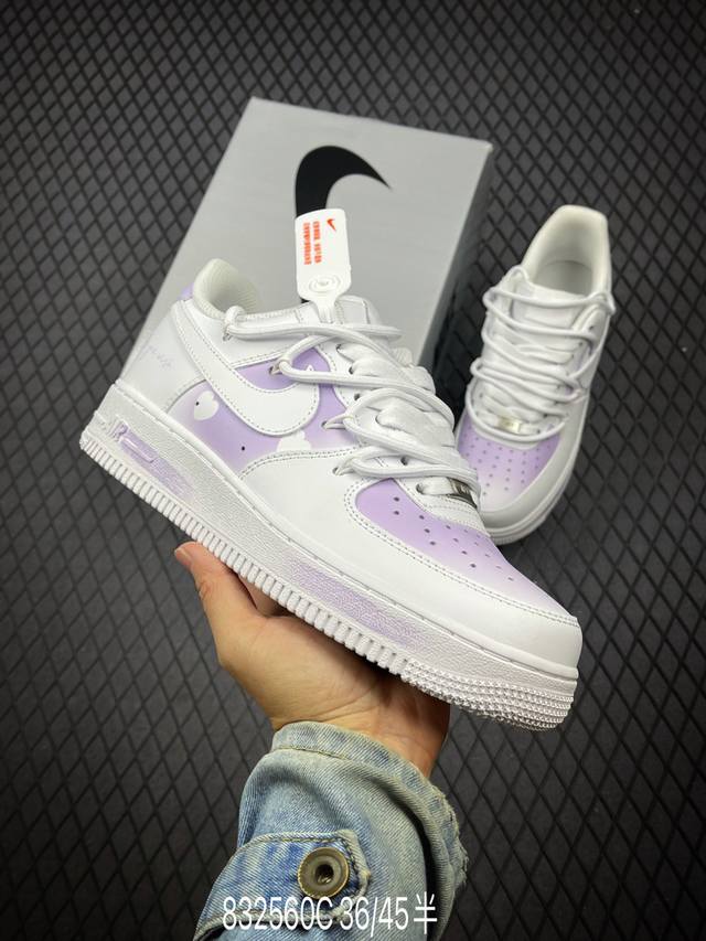 c nk Air Force 1'07 Low 喷绘 浪漫心语 空军一号绑带低帮休闲板鞋 Zh0316-028 #定制皮料 原厂3D打印 定制鞋盒 原楦原纸板