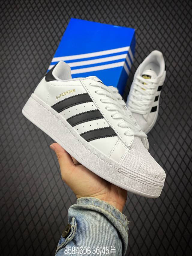 b 公司级adidas Originals Superstar Xlg 增高厚底 渠道正品订单 诠释市场最高工艺水平 贝壳头经典小白板鞋 专柜上架同步配色 全鞋