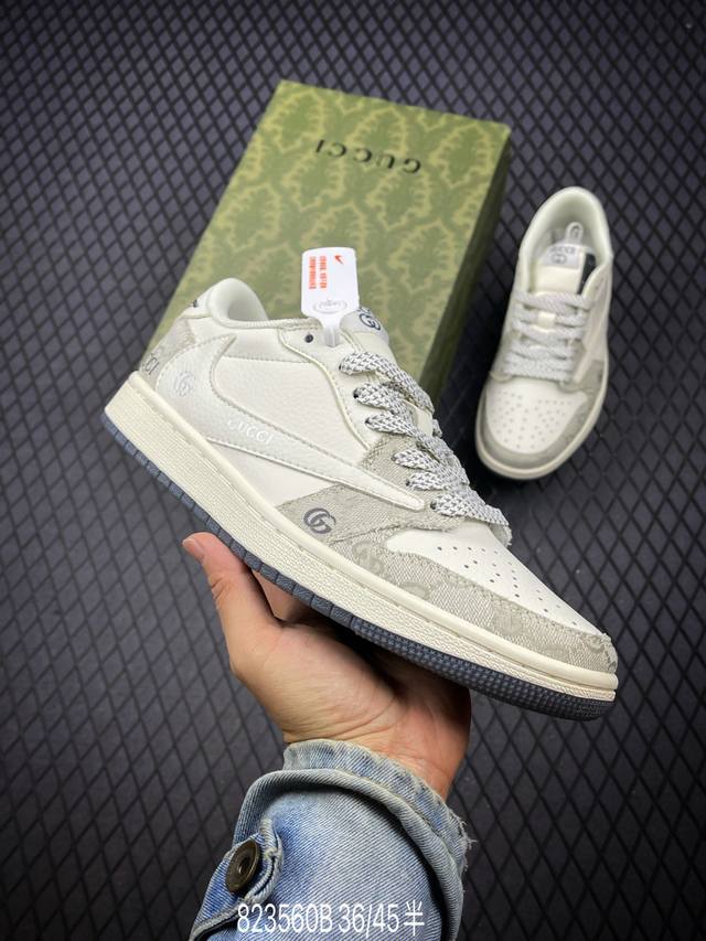 b travis Scott X Fragment Design X Air Jordan 1 Low Og Sp Aj1 乔1 古驰联名-烟灰色 低帮文化休闲