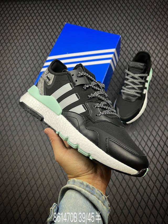 b adidas Nite Jogger 全新配色王嘉尔代言款男女运动鞋 透气网面鞋面 夜行者 3M反光 真爆大底复古跑鞋。 码数：39 40 40 41 42