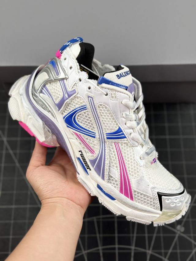 本地 核心私 Vg版 公司级 Balenciaga Runner Sneaker”Grey Black Blue Red“慢跑系列低帮复古野跑潮流姥爹风百搭休闲